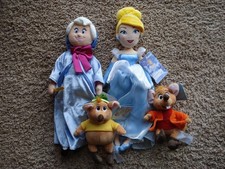 NWT Disney Store Plush Doll Cinderella Fairy Godmother Jaq Gus Lot of 4 NEW  picture