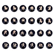 24Pcs 12 Constellations Beads Double Side Flat Round Zodiac Beads Black Constell picture