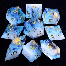 9 Polyhedral Resin DnD Set of Dice Frost Mirage Stellar for Dungeons Dragons RPG picture
