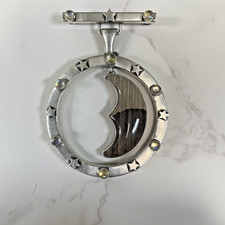 Ken Kantro 29gram S Silver Pendant & Brooch Crescent Moon, Chatoyant Tiger's Eye picture
