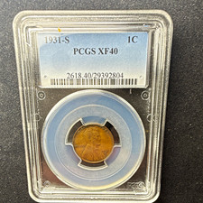 1931-S Lincoln Wheat Small Cent 1C PCGS XF40 Brown Business Strike picture