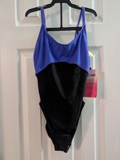 VTG late 80s early 90s Harbour Casuals Womens Colorblock One Piece Swimsuit picture