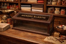 Antique Hickory Elastic Display Case General Store Counter Fixture Thread picture