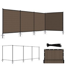 6ft Tall Brown Fence Privacy Screen With Iron Poles for Outdoor Garden Pool Yard picture