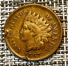 Nice 1867 Indian cent VG with rim issues picture