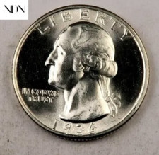 1936-S Washington Quarter - Gem BU - 90% Silver - Semi-Key Date picture