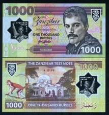 Zanzibar 1000 Rupees 2019 Essay Private Clear Window Polymer - Freddie Mercury F picture