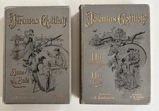 2 Large Antique French Books Illustrated J. Gotthelf Gilt Grey Decor Staging picture