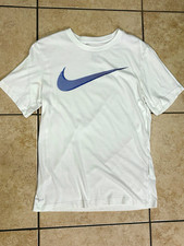 Nike Dri-FIT Men's Small White Moisture Wicking Swoosh Logo Crew Neck Tee picture