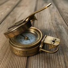 Vintage Polished Brass WWII Antique Working Military Pocket Compass Gift picture