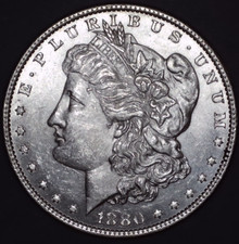 1880 O, Micro O, Morgan Silver Dollar, Uncirculated, Bright White, Strong Strike picture