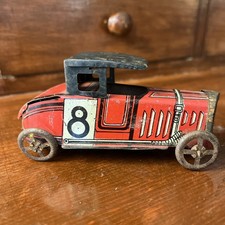 Antique Pre-war Rico #8 Boat Tail Racecar Penny Tin Toy picture