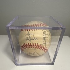 1996 St. Louis Cardinals Team Multi-Signed Baseball w/ Display Case picture
