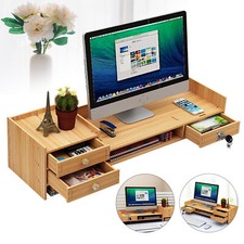 Wooden Desk Organizer with Drawers Office Supplies Computer Desktop Tabletop picture