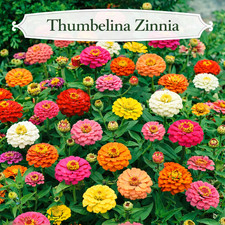 THUMBELINA DWARF Zinnia elegans Seeds Heirloom Non GMO Compact Colorful Mix picture