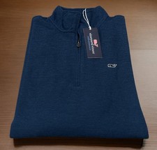 Vineyard Vines Saltwater Quarter-Zip Pullover Size Large Deep Bay NWT picture