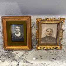 Lot of 2 Framed Vintage 4x6” Portraits of Women  picture