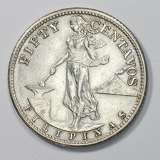 Philippines 1944-S Commonwealth 50 Centavos Silver P151284 picture