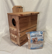 Solid Cedar Backyard Squirrel House Nesting Box - Wooden Wildlife Box W Bedding picture