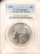1885 P Morgan Dollar $1 Coin Silver, PCGS UNC Details, Cleaned picture