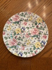 Duchess Fine Bone China Gold Trim Pink/Yellow/Blue Flower Salad Plate 8.35