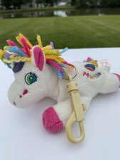 🌈 Rare Vintage Lisa Frank Markie Unicorn Plush Keychain Bag Clip 90s 🦄 picture