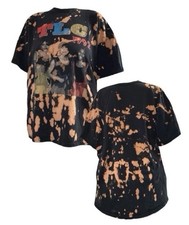 Vintage Black Bleached Tie-Dye TLC T-Shirt picture