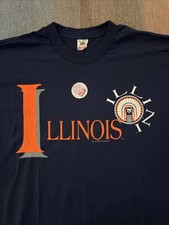 New Vintage University Of Illinois T Shirt Fighting Illini Single Stitch XL USA picture