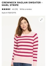 Talbots - NWT Crewneck Striped Sweater - S- Orchid Pink/Cherry Stripe - $99.50 picture