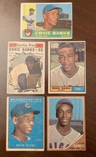 1960–1961–1962 Topps MLB Baseball CHI CUBS Star CARDS(5)Ernie Banks/MVP/News Hi# picture