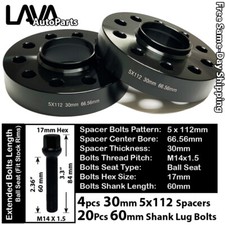 4PC 30MM THICK 5X112 66.5MM C.B WHEEL SPACER+20 BOLTS FIT AUDI/MACAN STOCK WHEEL picture