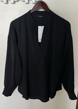 Ruti Women Not Too Loose Light Poplin Blouse Top Size 10 NWT Black picture