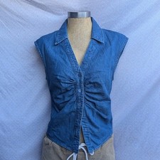 Zara Ruched Denim sleeveless blouse picture