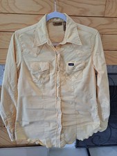 Vintage Wrangler Womens Yellow Western Snap Button Shirt S Cotton Bld Rodeo  picture