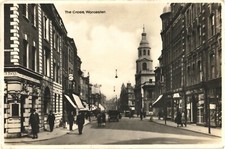 Worcester England The Cross Street Scene RPPC Real Photo Postcard c. 1914 picture