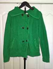 Old Navy Womens M Kelly Green Chunky Knit Double Breasted Cardigan Peacoat Jacke picture