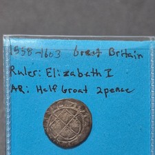 1558-1603 England Half Groat 2 pence - Elizabeth I  Good-Very Fine Silver picture