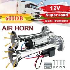 Super Loud Train Electric Air Horn 600DB Dual Trumpets Car Truck Boat Speaker picture