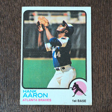 Topps 1973 Hank Aaron #100 Atlanta Braves Baseball Card Base Set picture