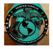 USMC Globe Round Semper Fi Metal Sign - Camo - 24