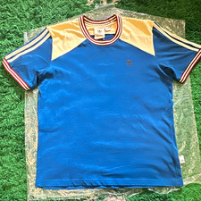 adidas x Wales Bonner Men Colorblock Crew Neck S/S Cotton Knit Tee Blue XL picture
