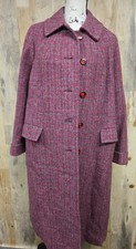 Vtg 1960’s Harris Tweed Handwoven 100% Virgin Scottish Wool Overcoat Sz L/XL Red picture