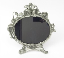 Vintage Elias Art Nouveau Poppies Floral Fine Pewter 1792 10in Oval Table Frame picture