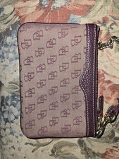Vtg Dooney and Bourke Monogram Wristlet Wallet Coin Change Purse w Strap Purple picture