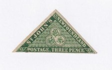 NEWFOUNDLAND # 3 VF-MLH MNG 3p GREEN TRIANGLE CAT VALUE $1200 picture