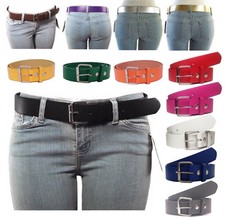 NEW Thick Wide Bonded Leather Belt w/ Removable Silver Buckle 12 Bright Colors picture