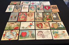 LOT OF 25 VINTAGE VALENTINES DAY HOLIDAY POSTCARDS WONDERFUL ARTISTS picture