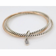 JAMES AVERY RETIRED BRONZE TWISTED SILVER TRIPLE BANGLE BRACELET, Large picture