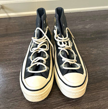 Converse Chuck Taylor All Star Mid Top Black/White Lace Up Canvas Sneakers picture