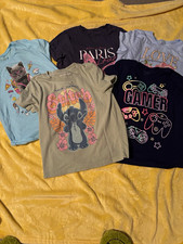 10/12 -The Children's Place Girls 5T Graphic T-Shirt Lot of 5 Stitch Gamer Cat picture